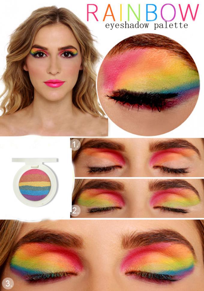 Cosméticos del maquillaje del ojo del Highlighter del arco iris con 6 en 1 equipo del resplandor del maquillaje, logotipo de encargo