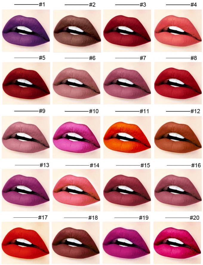 Barra de labios líquida del labio de maquillaje de los productos del color impermeable de la etiqueta privada 20 no pegajosa